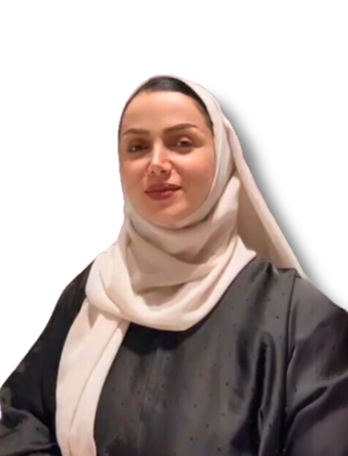 Ishraq Al-Himyari, CBT specialist and marital counselor, in a cream hijab and dark abaya