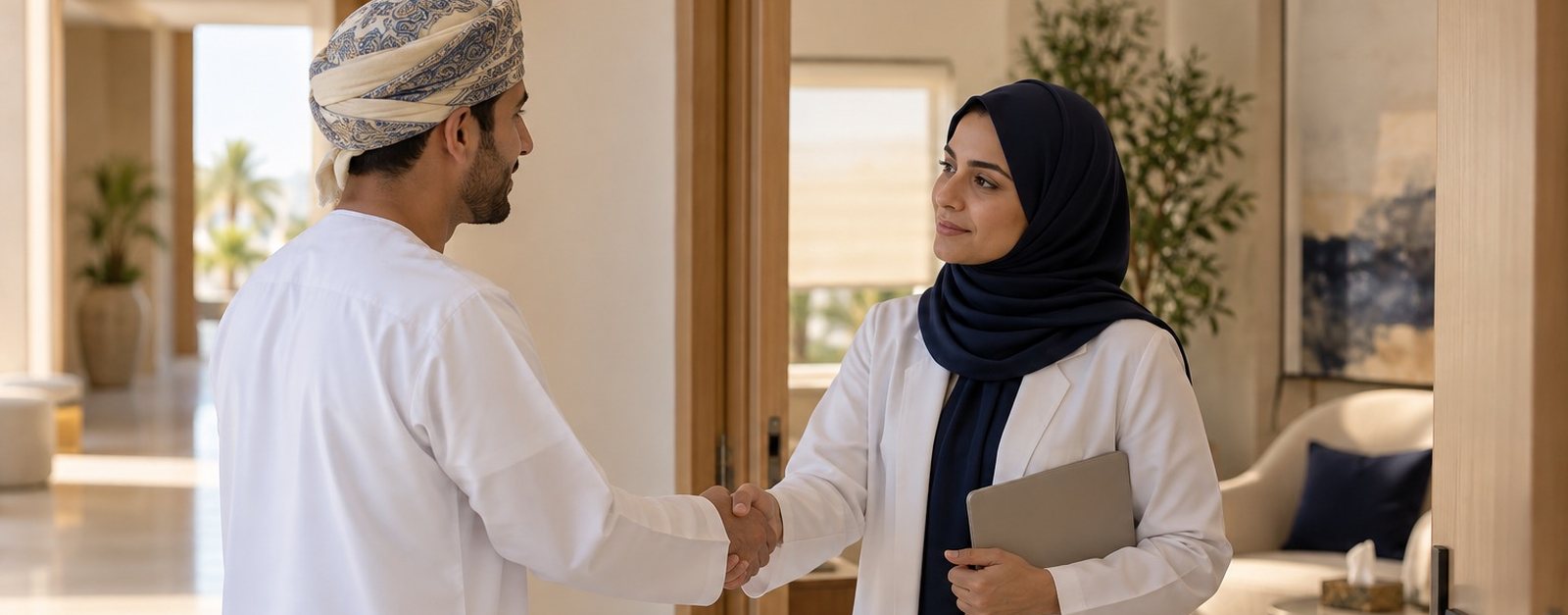 Psychiatrist shaking hands with a patient at the end of a visit
